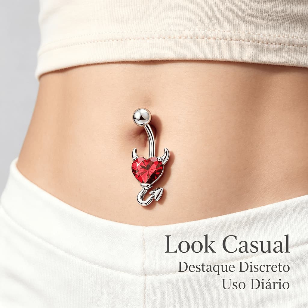 Piercing Umbigo Banana Titânio 2 Pedras Zircônia umbigo