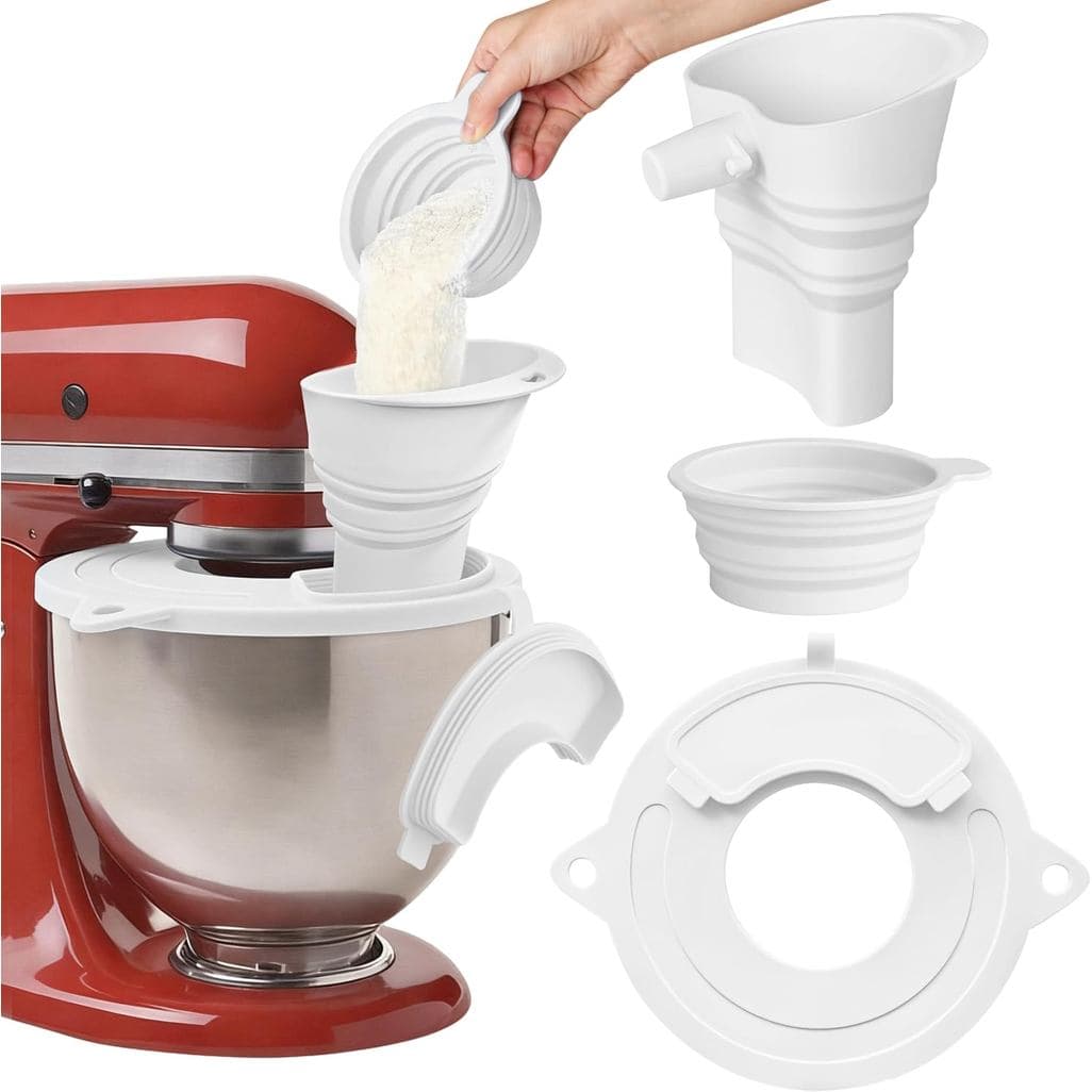 Tampa de Silicone para Tigela com Funil para Farinha para Batedeira KitchenAid, Tampa para Tigela KitchenAid de 4.5-5 Qt