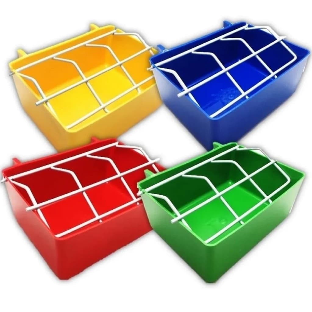 Comedouro Com Grade 500ml Para Calopsita Agapornis - CORES SORTIDAS