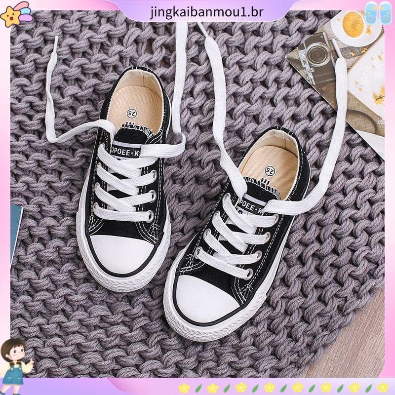 Crianças sapatos de lona pai-filho sapatos meninos meninas baixo-topo bebê branco crianças sapatos de pano rendas tênis