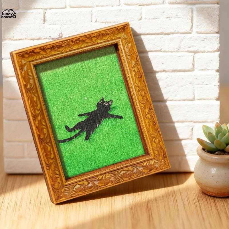 Divertido Ímã De Geladeira Moldura De Madeira Do Vintage Bla Gato Grama Padrão Arte Decoração Para Casa Cozinha Bonito P