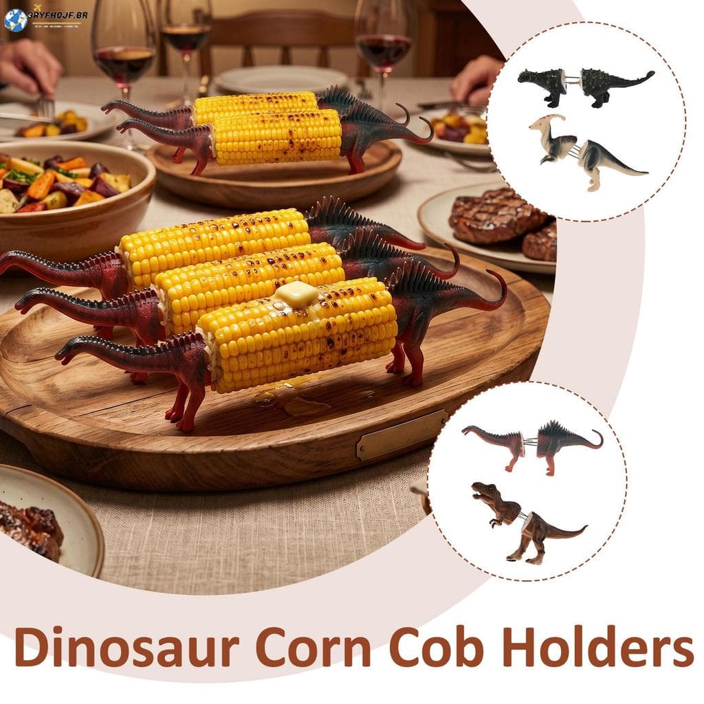 Suporte De Espiga De Milho De Dinossauro , 2 Peças , Com Pino De Aço Inoxidável Para Churrasco , Festa , Mesa De Jantar