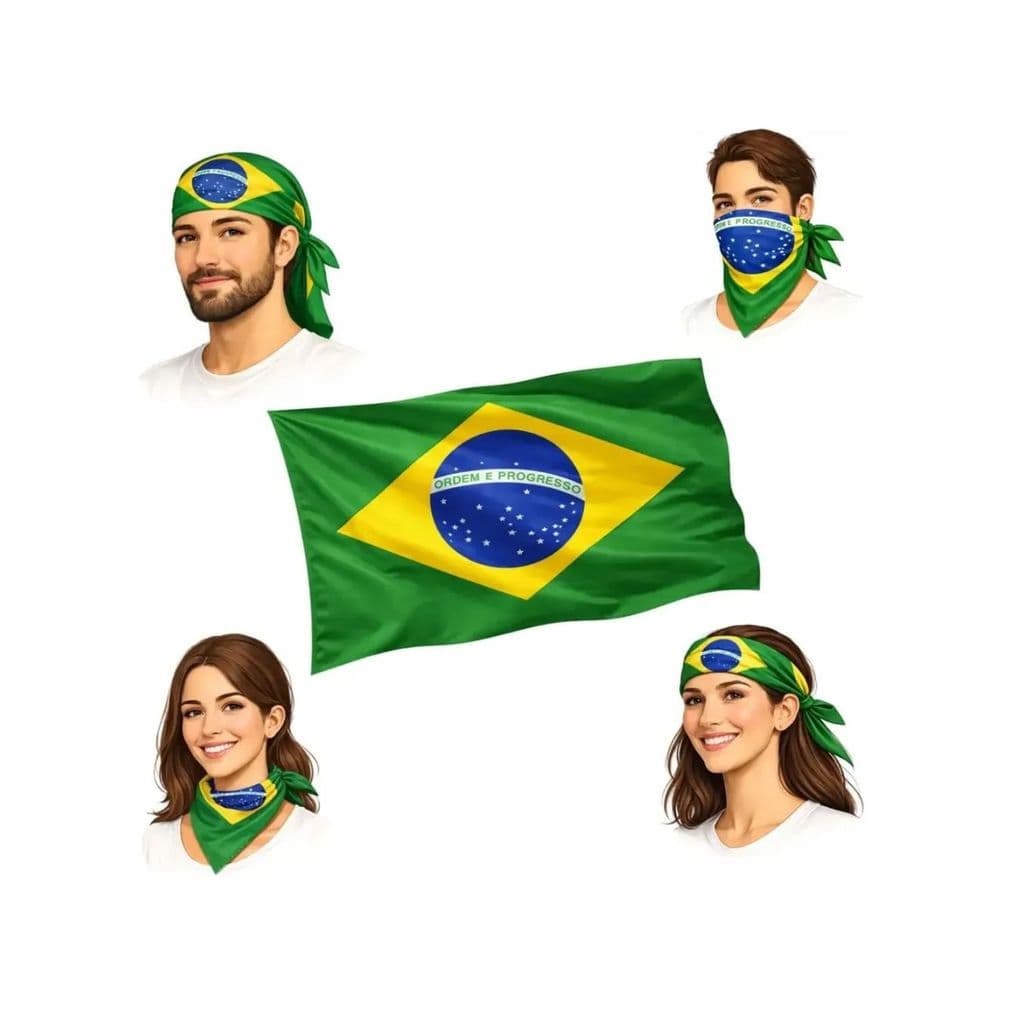 Bandana Lenço Bandeira Copa Do Mundo Brasil Seleção Torcida Bandeira Brasileira 55x55