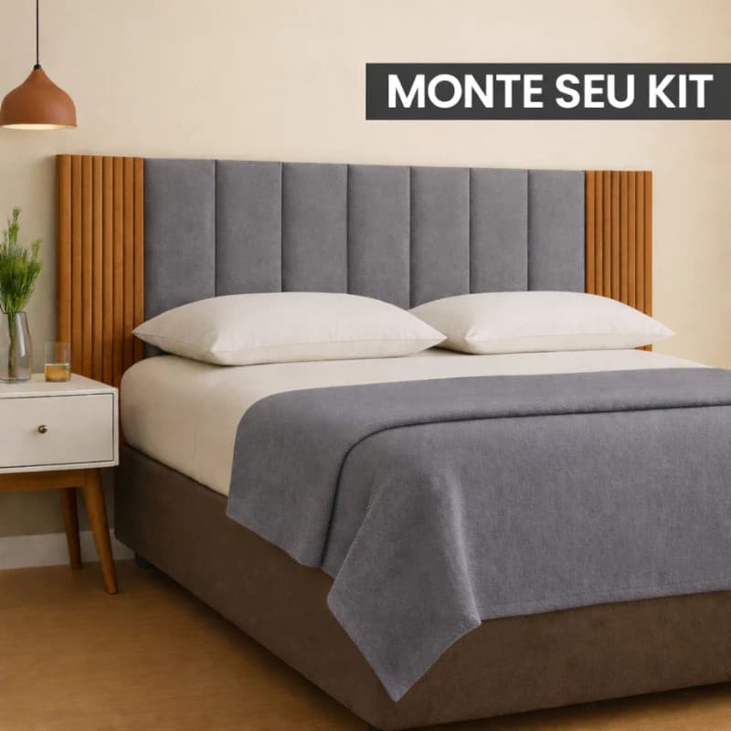 Kit Até 12 Peças Cabeceira MDF + Ripado Premium Modular Cama Box Completo