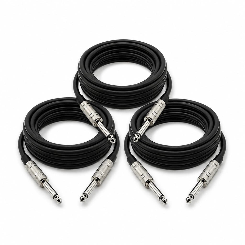 Kit 3 Cabos P10 P10 Mono Para Guitarra Violão Baixo Amplificador