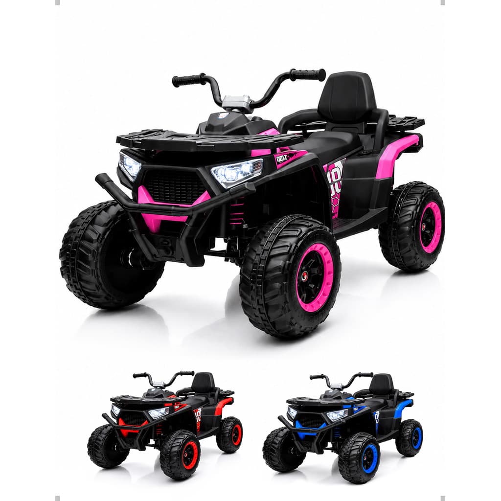 Quadriciclo Elétrico Infantil 12V Controle Remoto Bateria Recarregável Rosa e Preto Motorizado