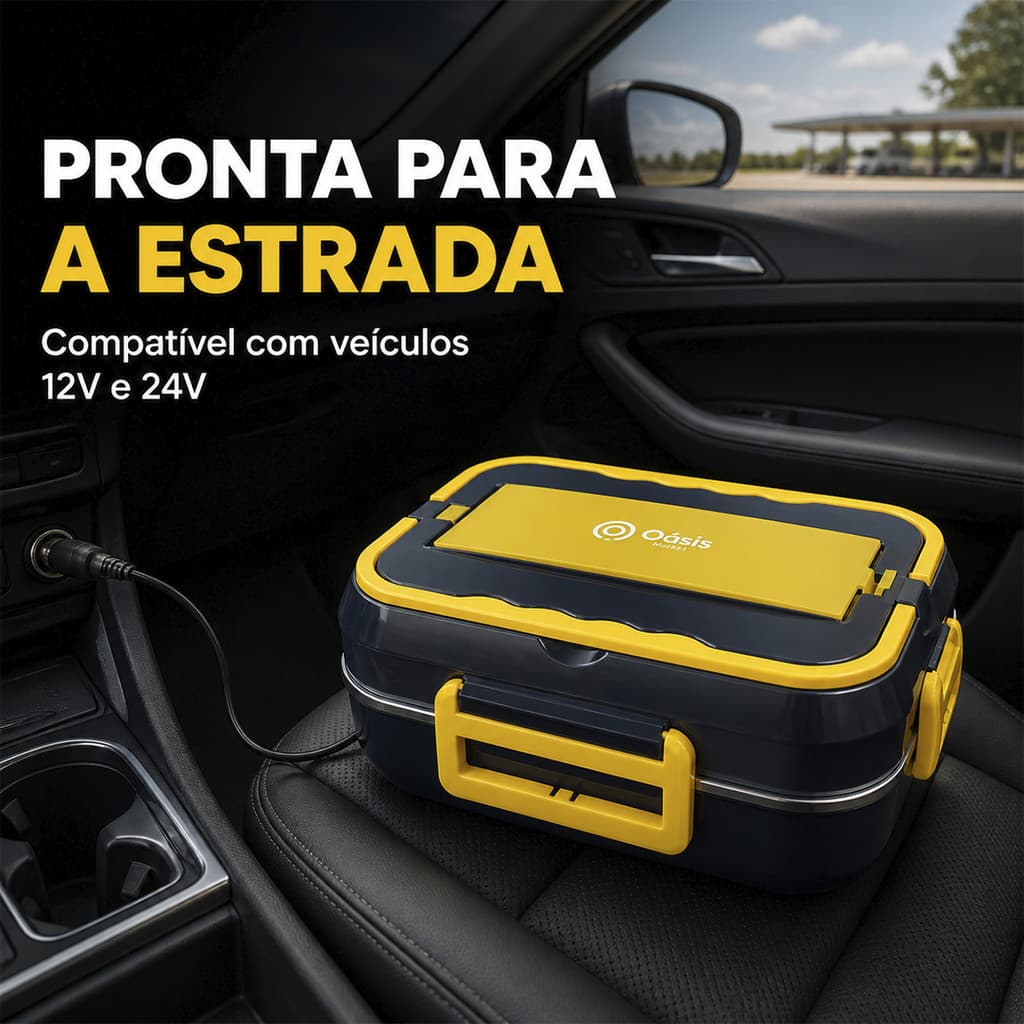 Marmita Elétrica 110V para Trabalho e Escritório com Bandeja Inox 3 Compartimentos Com Talheres