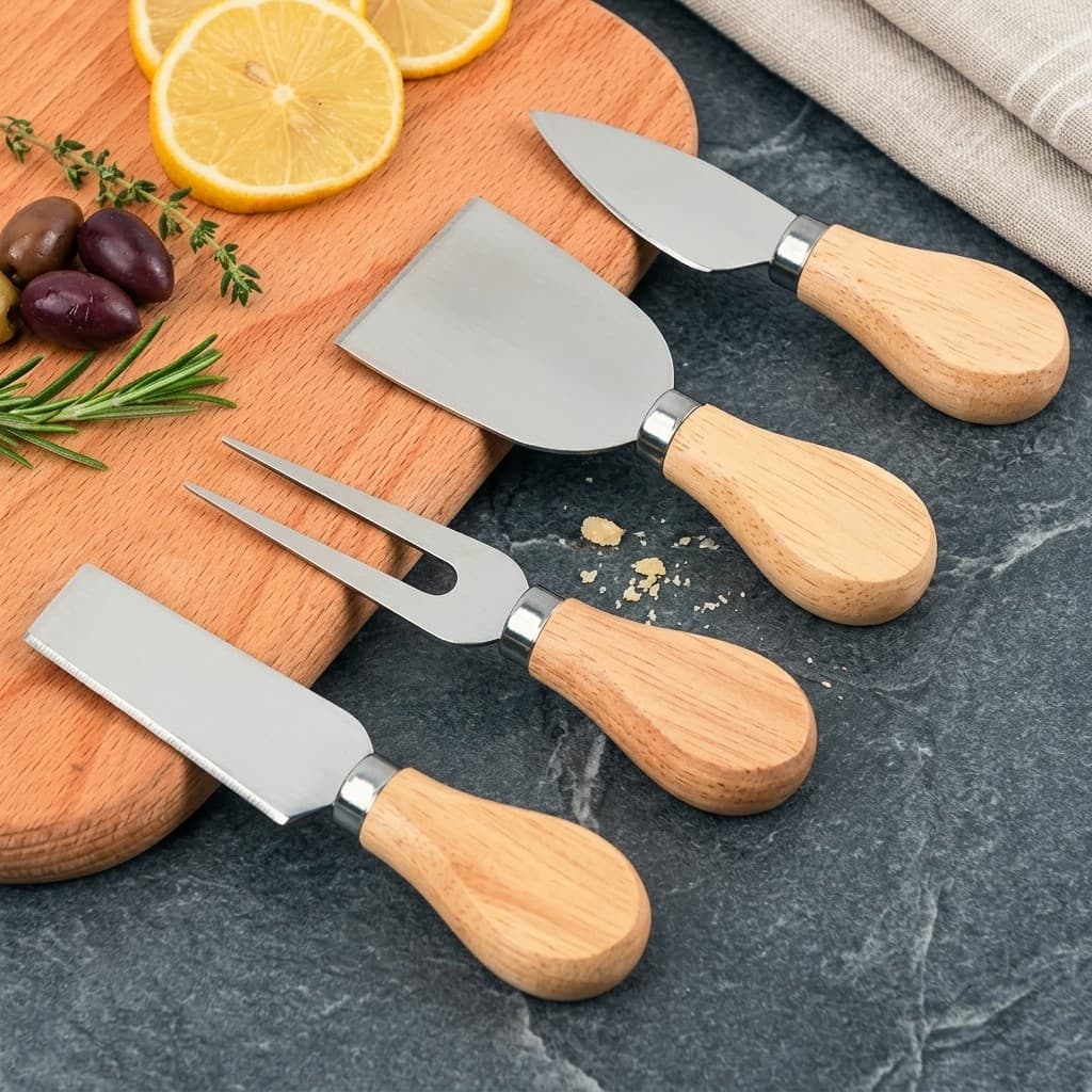 Jogo de Facas Inox para Servir Queijos e Frios Utensílios Charmosos para Mesa Posta Noite do Vinho e Petiscos