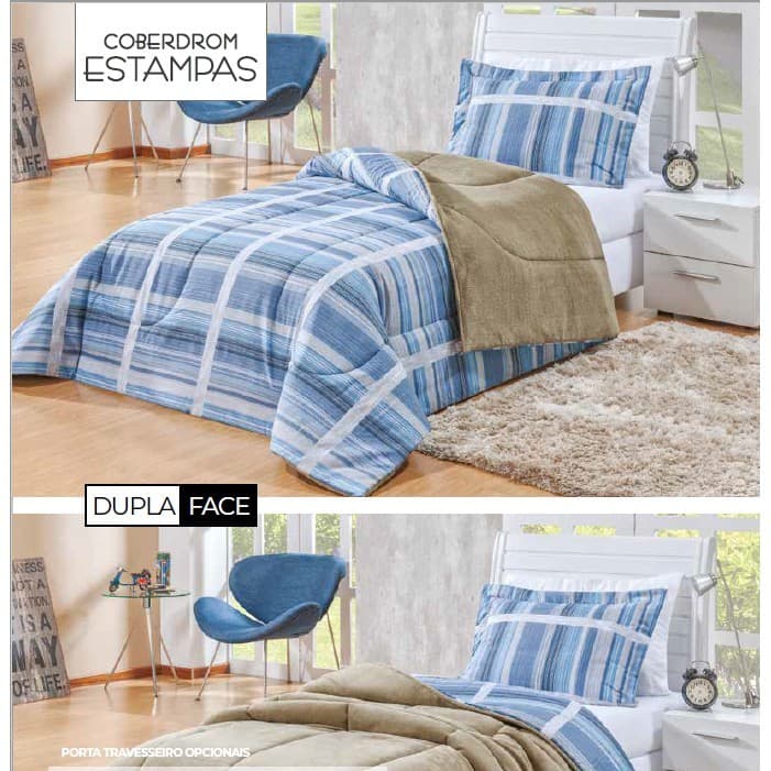 COBERDROM DUPLA FACE CASAL QUEEN ESTAMPADO 1 PEÇA