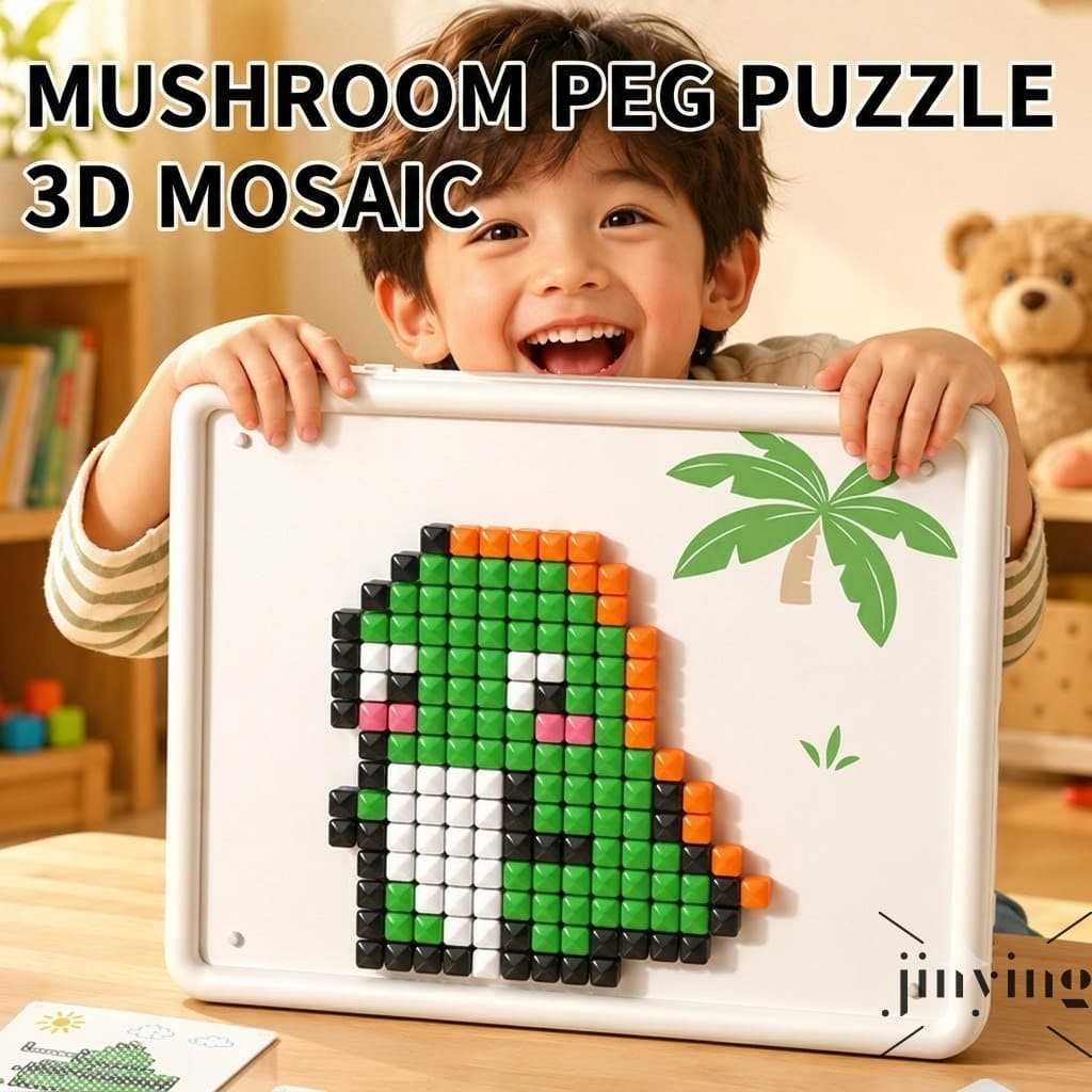 Quebra-Cabeça De Cogumelo 3D – Brinquedo Educacional Criativo De Bloco Grande Ajuda A Melhorar Concentração
