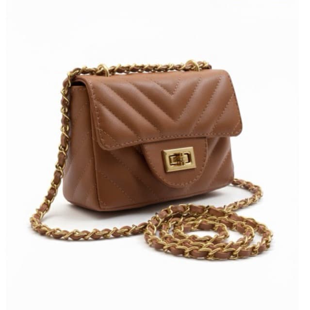 Bolsa Feminina Pequena Luxo Transversal Corrente Dourada Matelassê Bordada Sintético Brilhante Mini Bag Festa/Dia a Dia