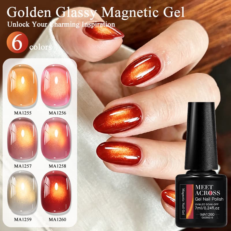 Conheça Através 7ml Golden Glassy Cat Eye Magnético Gel Polonês Soak Off UV LED Curado Alto Brilho Brilhante Nail Art Ma