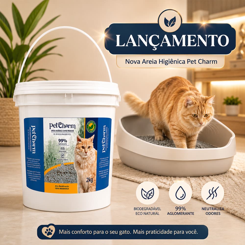 Areia Higiênica Premium para gatos 100% Mandioca Areia Biodegradável P Caixa de Areia Para Gatos