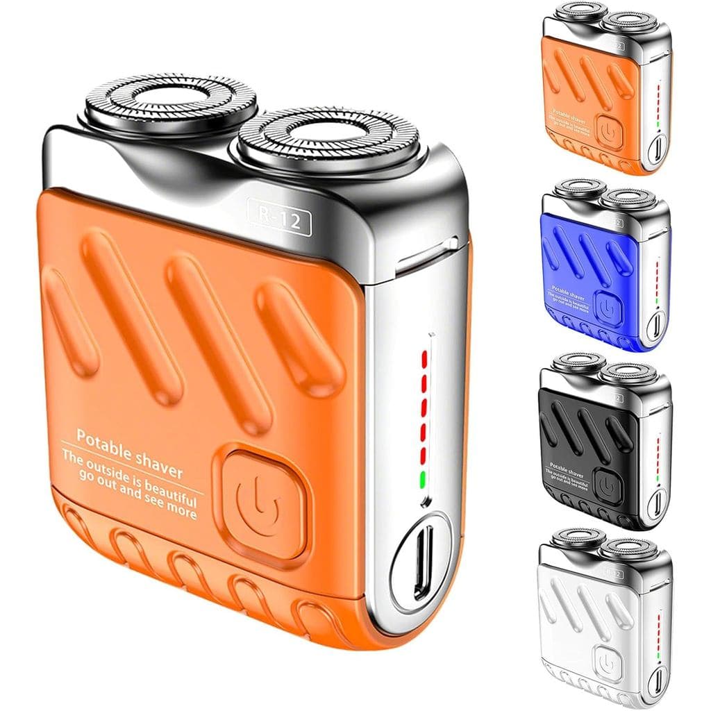 Barbeador Elétrico Portátil de Duplo Anel Rotativo, Barbeador Elétrico 2025 para Homens, Barbeadores Portáteis com Resis