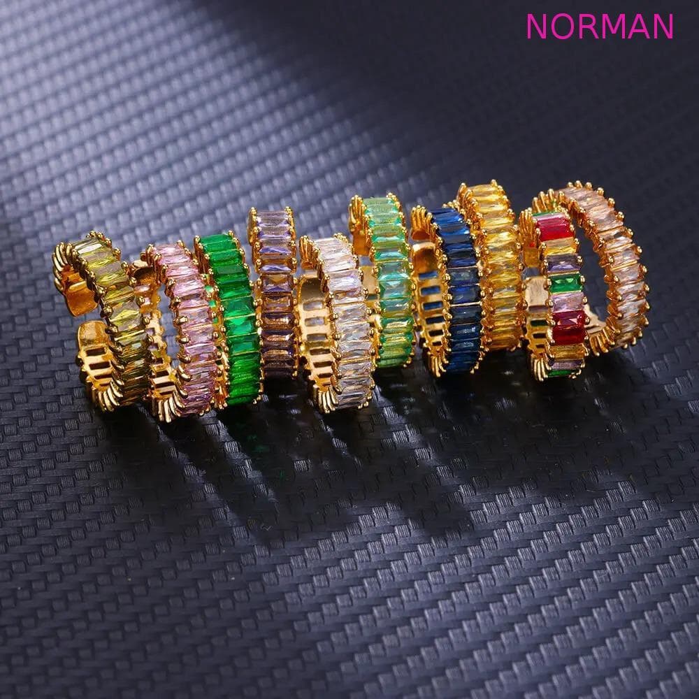 Anéis De Zircão Coloridos NORMAN , Anel De Dedo Feminino De Aço Inoxidável Com Design Geométrico , À Prova De Ferrugem