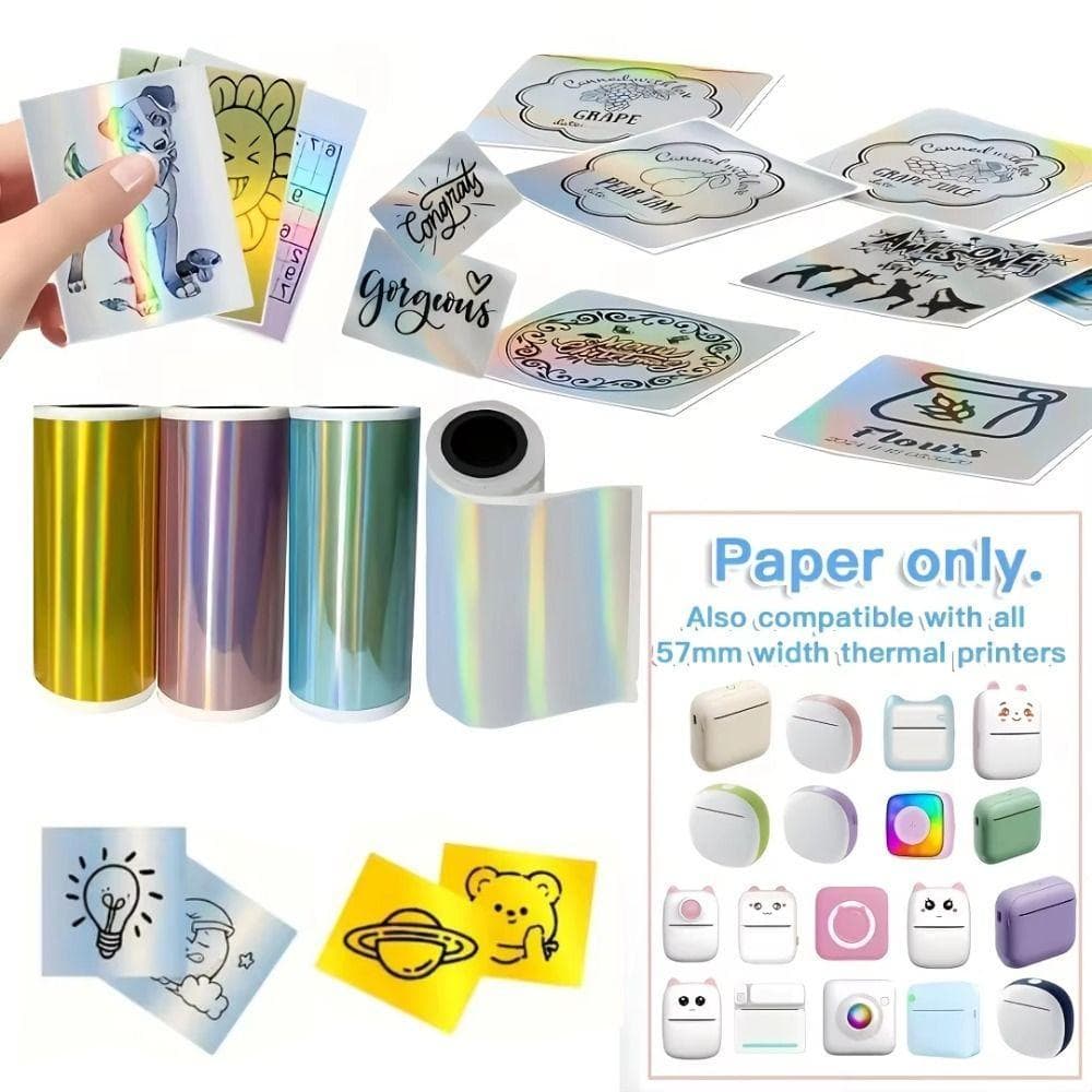 Papéis Para Impressora Térmica HUINET , Papel Térmico Holográfico Colorido HD Com Acabamento Liso Premium , Efeito Brilh