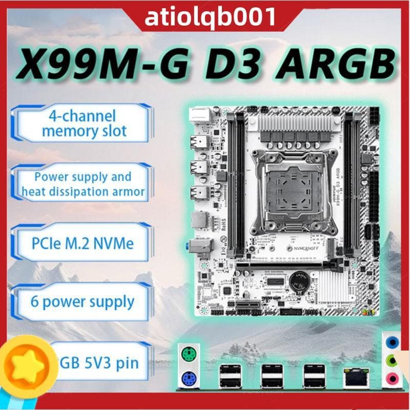 Placa-Mãe X99M-G D3 ARGB Para Xeon E5 2676V3/2673V3/2666V3/2696V4 CPU DDR3 RAM Sistema Doméstico Software De Controle De