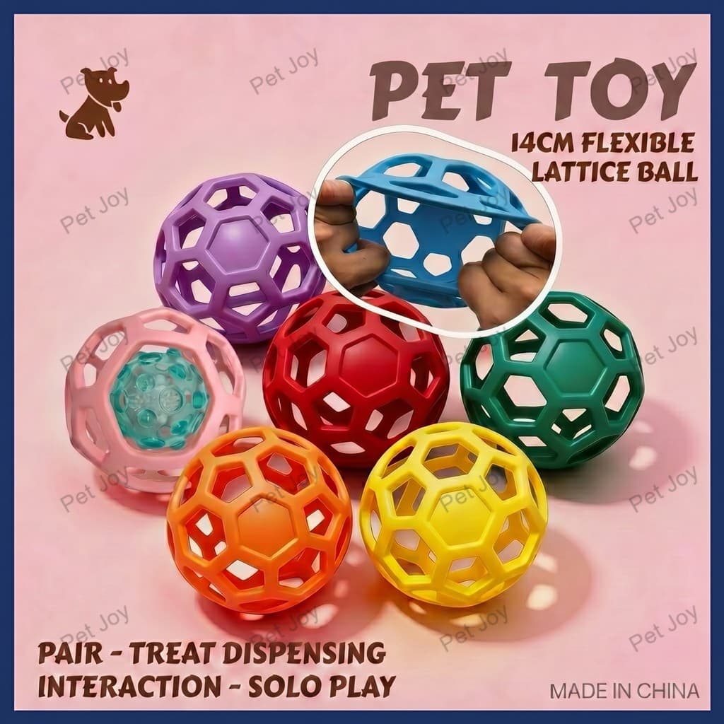 Bola de brinquedo para cães em malha flexível, pode conter uma bola de tênis, fácil de segurar, brinquedo interativo par