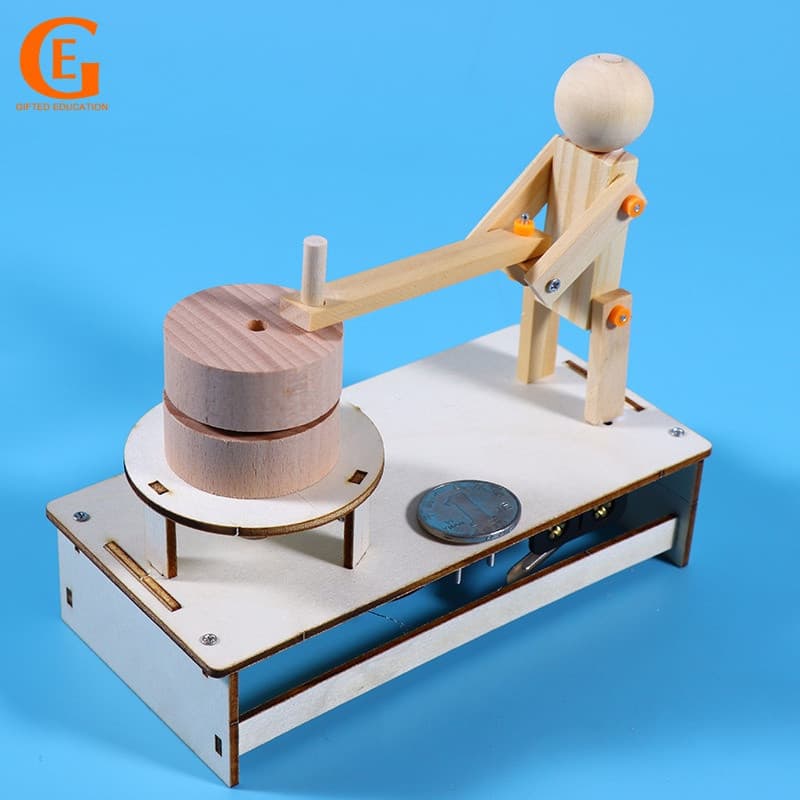 Educação Dotada DIY Robô Elétrico Criança Modelo Artesanal De Madeira Moeda Acionado STEM Experimento Científico Brinque