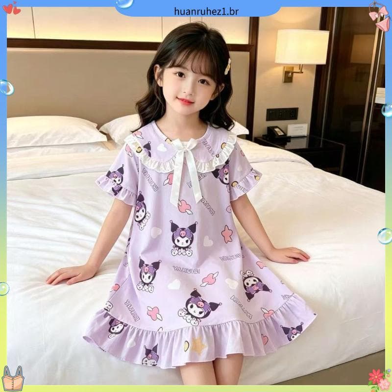 Meninas camisola verão novo estilo gola boneca bonito doce estilo princesa manga curta meninas médio grande crianças ves
