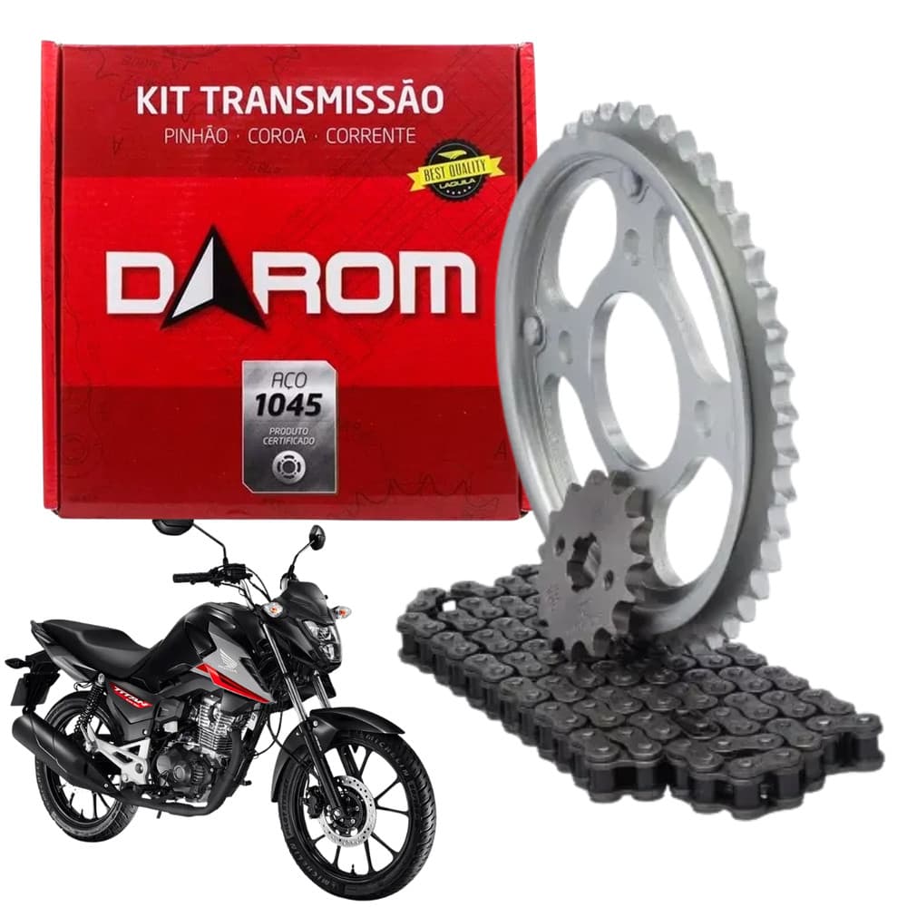 Kit Relação Transmissão Darom Cg 160 2015 em diante Aço 1045