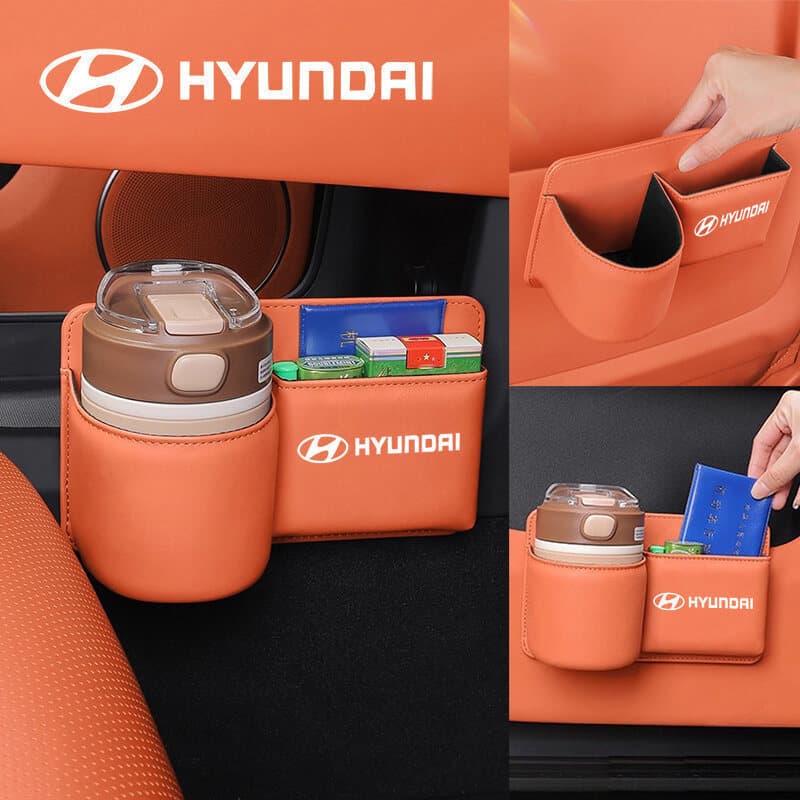 Caixa de Armazenamento Multifuncional de Grande Capacidade em Couro para Porta de Carro, Organizador com Clipe Traseiro
