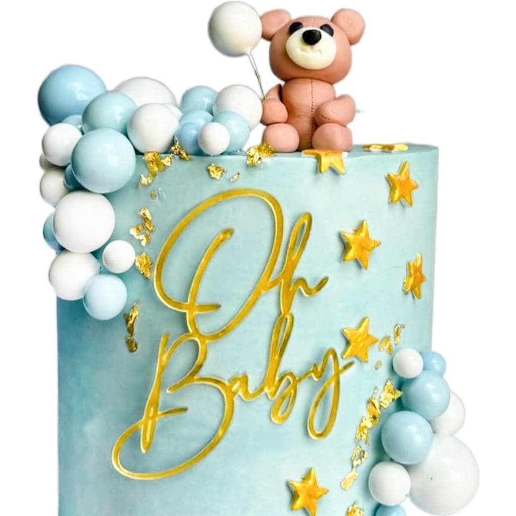 Topper de Bolo em Acrílico Dourado "Oh Baby", 1 Peça, 4x5 Polegadas, Revelação de Gênero e Chá de Bebê, Dourado