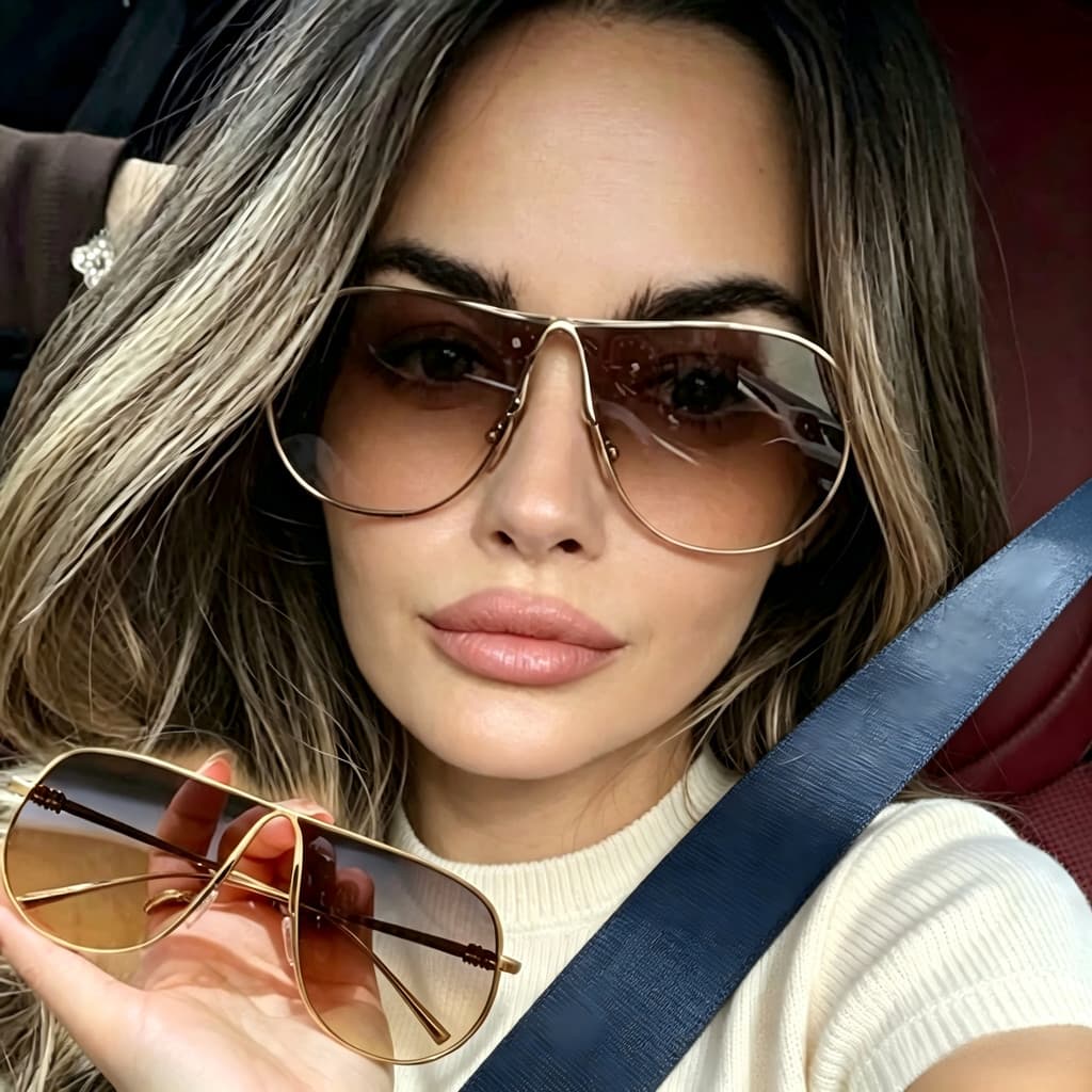 Europeu Americano Uma Peça De Metal Emoldurado Sapo Óculos De Sol Para Mulheres Homens Moda Gradiente Lentes Resistente
