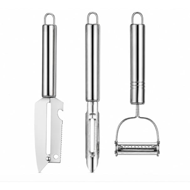 Kit 3 Descascadores Inox Multifuncional Premium para Frutas