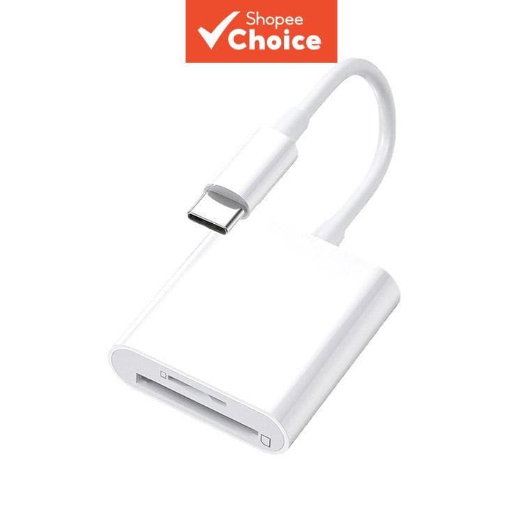 Leitor de cartões 2 em 1 USB Tipo C para SD/TF com 2 slots, leitor portátil de cartões de memória para câmera