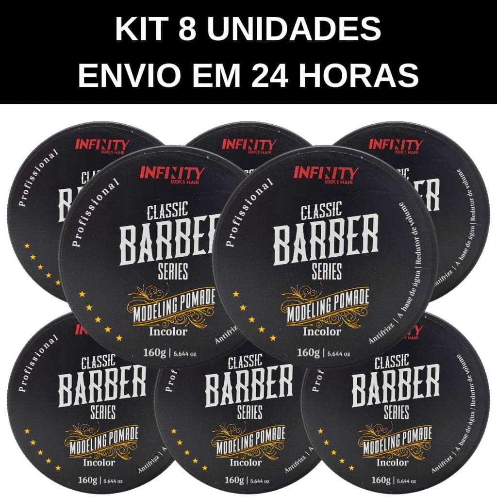 Kit 8 Pomada Barber Incolor Infinity 160g -  Envio 24h