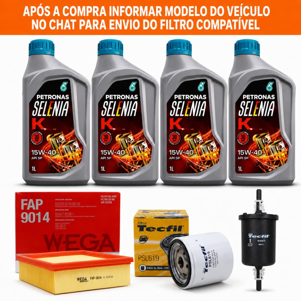 Kit Troca Óleo Selenia K 15W40 Fiat Punto e Stilo 1.8 8V Motor GM + Filtro Óleo + Ar + Combustível