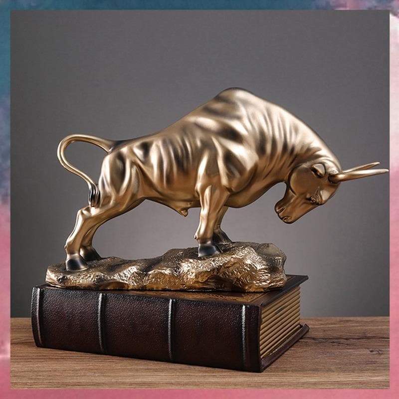 (Rjqx) Estatueta De Touro Moderna Estátua De Gado Feng Shui Escultura Animal Coleção Artesanato Para Mesa Decoração De C