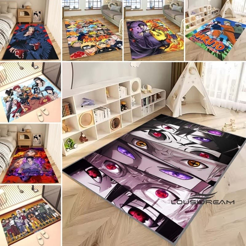 Uzumaki Naruto Cartoon Anime Theme Carpet Absorção de choque suave, adequado para cabeceira Tapete de quarto infantil Qu