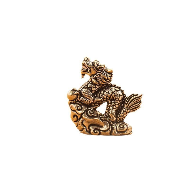 Latão auspicioso nuvem dragão chá Pet Boutique pode levantar ornamentos sorte Kirin estilo chinês bonito artesanato orna