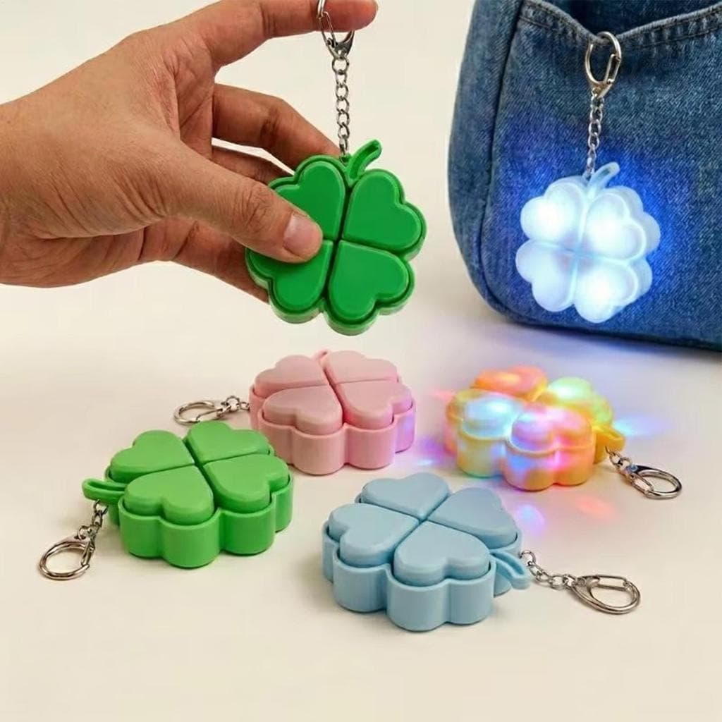 Trevo De Quatro Folhas Pop It Chaveiro Acender Brinquedo Fidget Botões Clicáveis Alívio Do Estresse Mochila Pingente yik