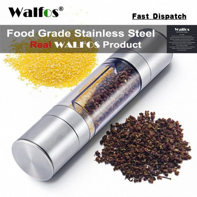 Moedor de Pimenta Walfos 2 em 1 em Aço Inoxidável, Moedor Manual de Sal e Pimenta, Ferramentas para Temperos PKIJ