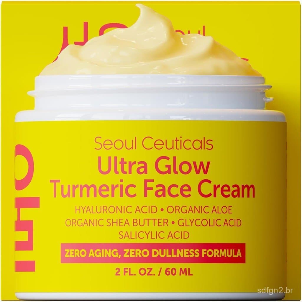 Creme facial de cúrcuma da marca coreana SeoulCeuticals - Hidratante facial para pele seca e sem brilho - Cuidados c TVH
