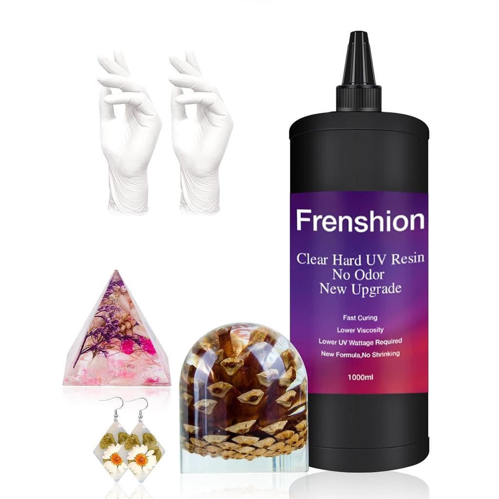 Resina UV Rígida Transparente de 1000g para Moldagem e Revestimento DIY, Fabricação de Joias Artesanais + Luvas
