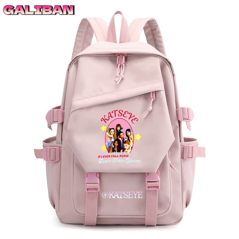 Mochila escolar elegante KATSEYE para meninas, mochila escolar para alunos do ensino fundamental e médio, mochila à prov