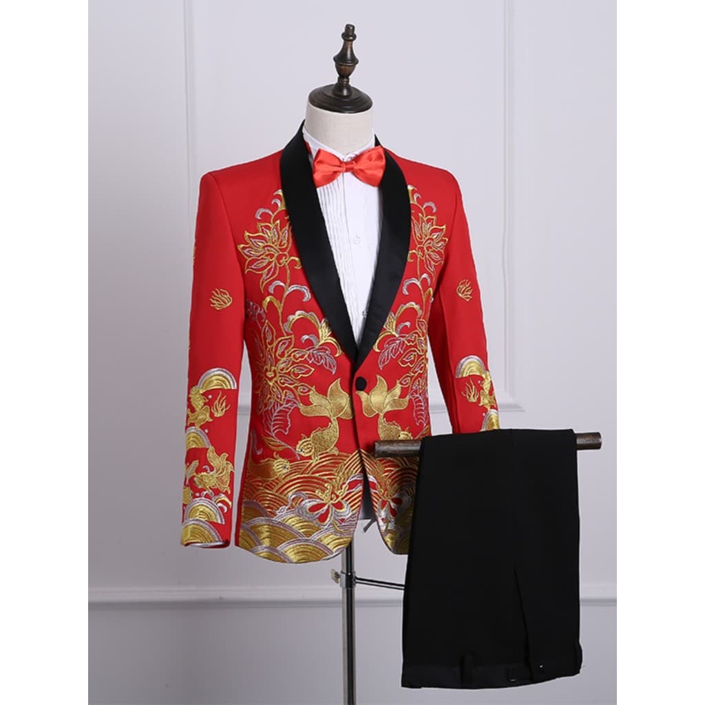 Novo vestido bordado masculino terno desempenho de palco