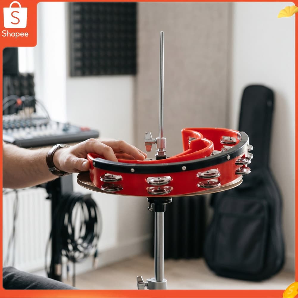audiohome01.br jingles de fileira dupla meia lua pandeiro instrumento de percussão portátil para adultos iniciantes