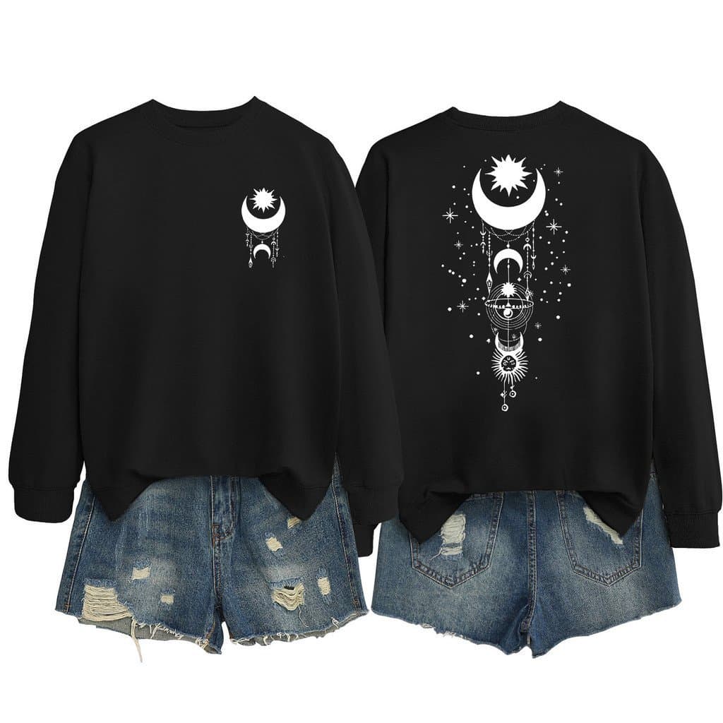 Comércio Exterior Transfronteiriçomoda Star Moon Moletom Estampado Gola Redonda Camisa Esportiva Casual .