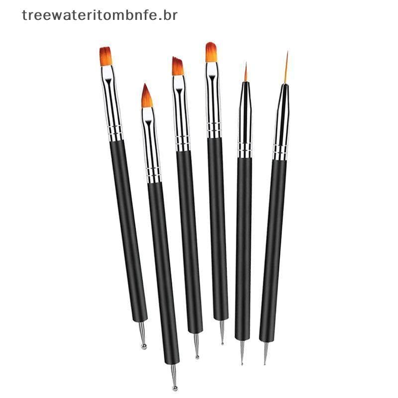 6 Pçs Pincéis De Arte Do Prego De Ponta Dupla Com Ferramenta De Pontilhamento Cerdas Macias Perfeito Para Casa DIY Desig