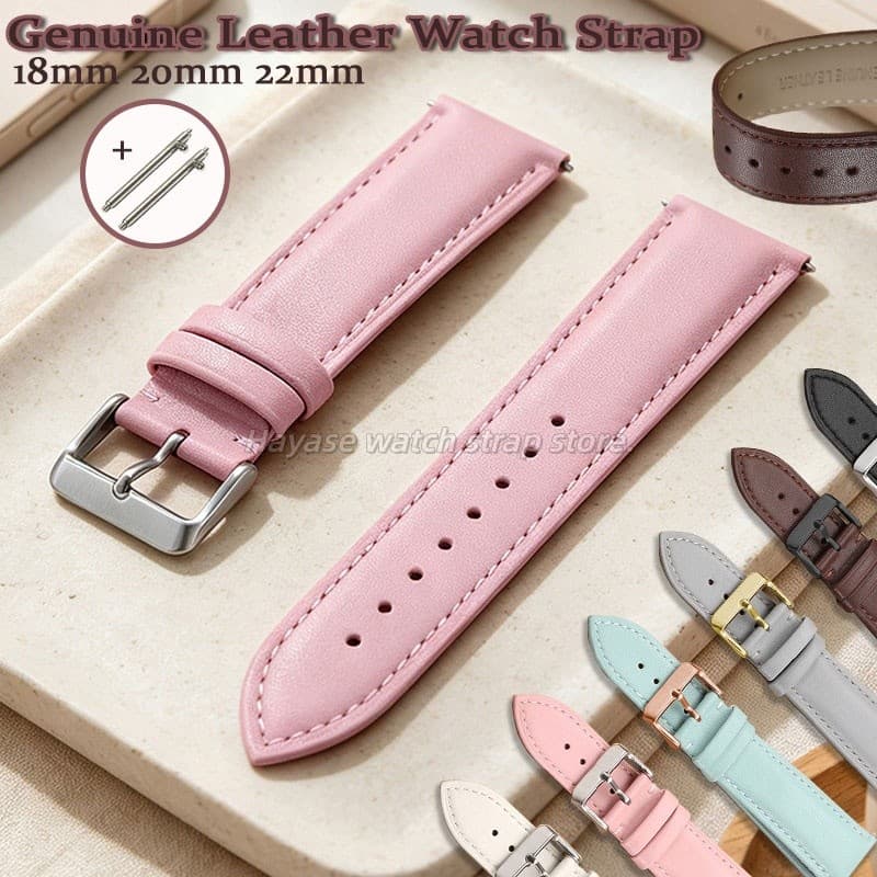 Pulseira De Couro Genuíno Vintage 18mm 20mm 22mm Macaron Relógio Masculino Feminino Substituição Universal