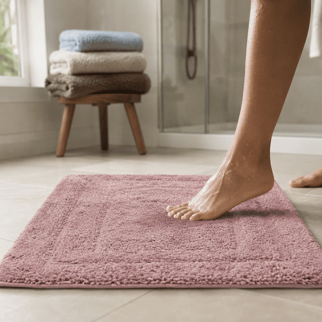 Tapete de Banheiro 40x60 cm Antiderrapante Algodão Macio Absorvente Lavável Secante Kapazi Happy Pé de Box Lavabo Quarto