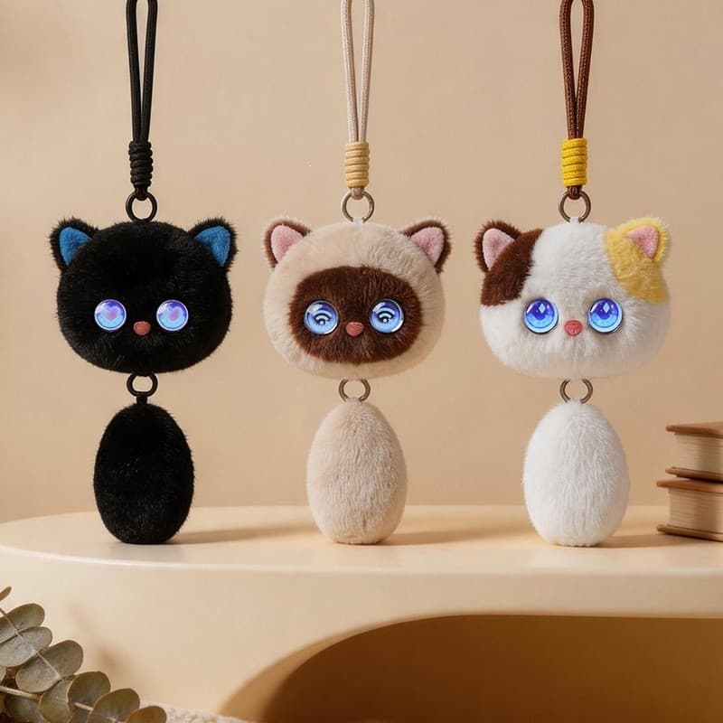 A ai brinquedo de pelúcia inteligente bonito gato de pelúcia pingente chaveiro mochila decoração presente boneca pingent