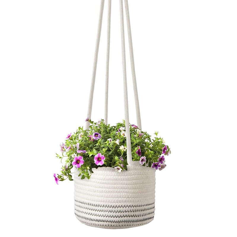Palha Rattan corda de cânhamo pendurado cesta pendurado vaso de flores planta verde vaso planta cesta de flores cesta de