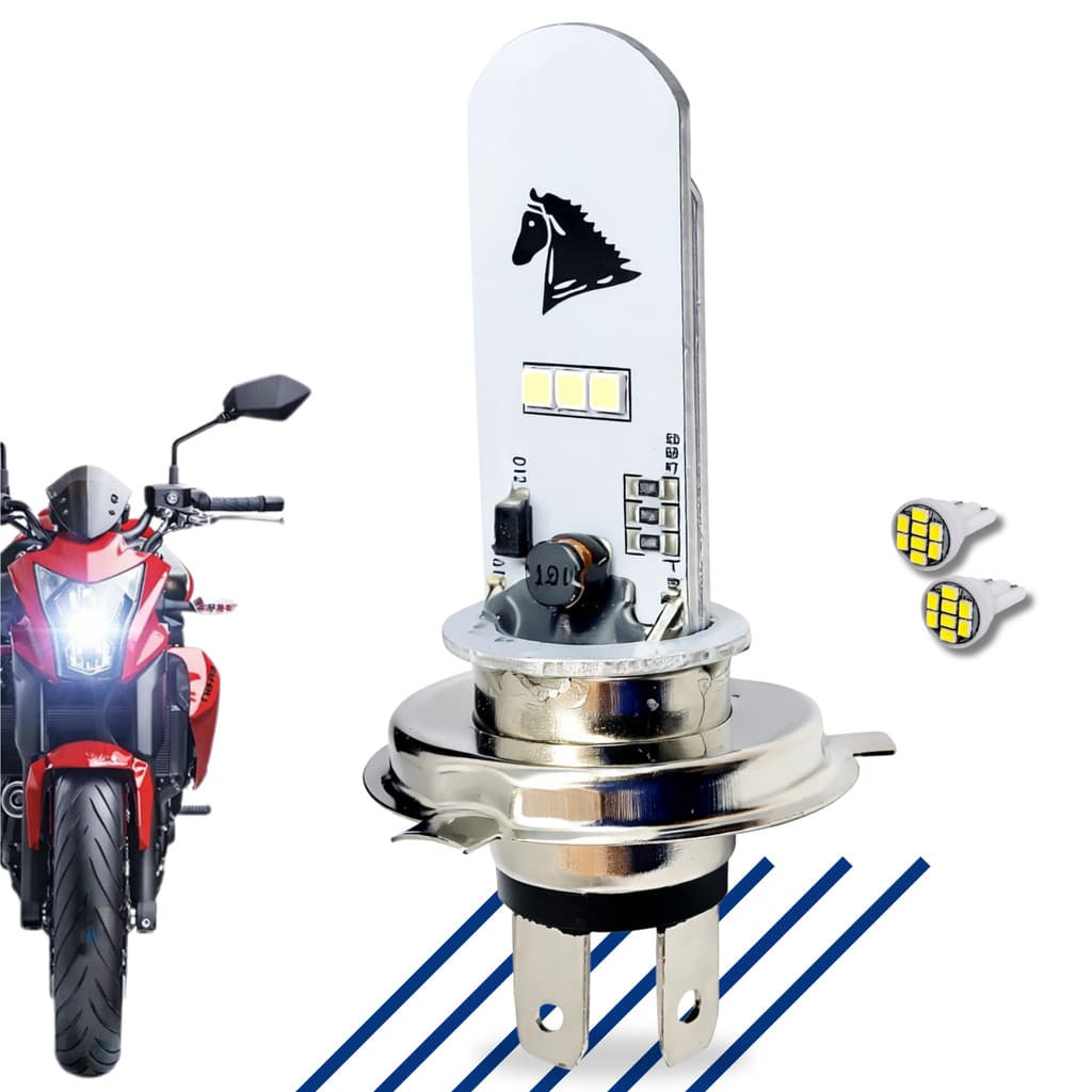 Led Lâmpada H4 Moto Carro 8000k Cavalinho Efeito Xenon Farol Alto e Baixo