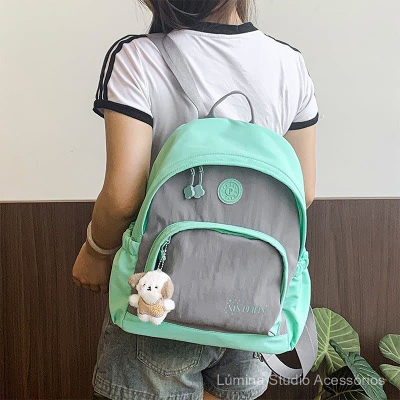 Nova mochila escolar com blocos de cor, mochila de viagem casual de grande capacidade, mochila escolar moderna de múltip